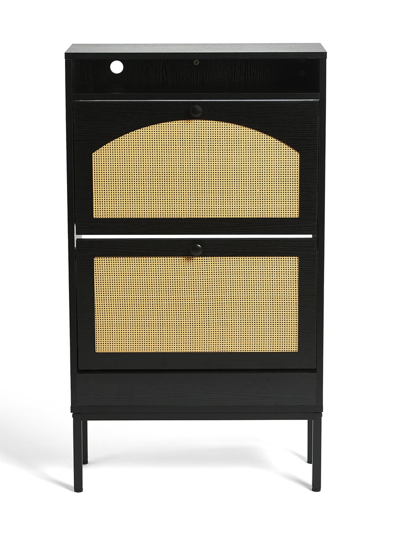 Migue home Shoe Storage Cabinet with 2 Shelves, Space - Saving, perfect for Entryway - Size 104.5cm x 59cm x 22.5cm in Black - Image 2